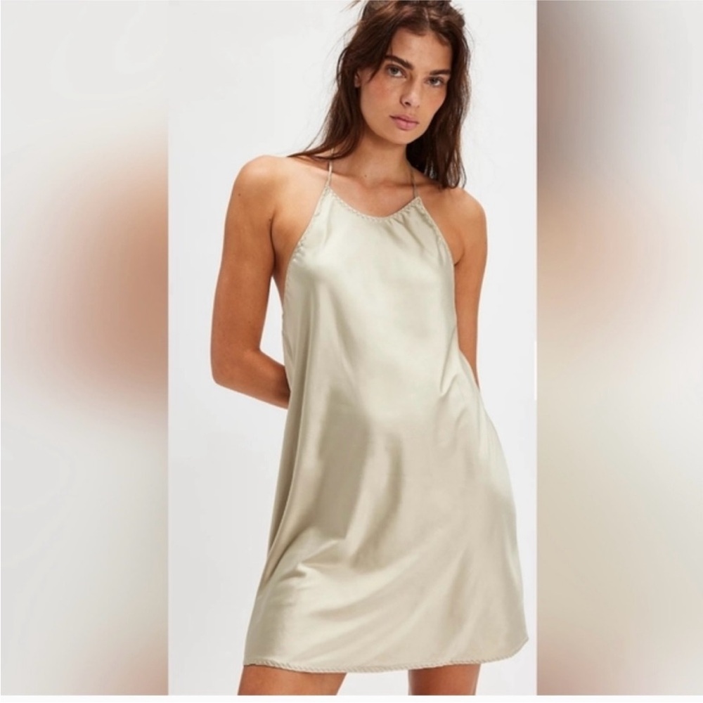 Free People Friday Fever Halter Mini Slip Dress